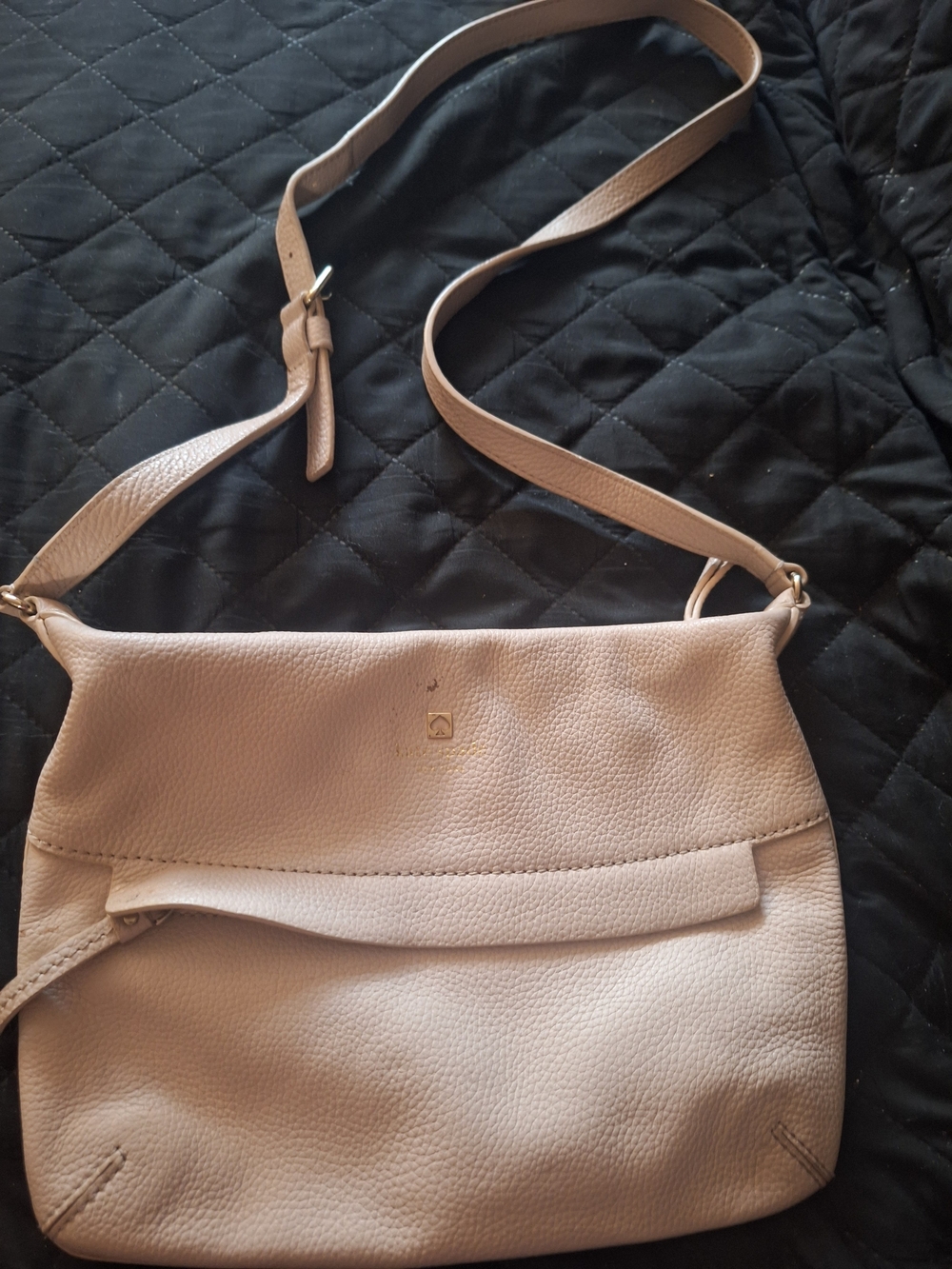 kate spade Blush Beige Pebbled Leather Shoulder Bag